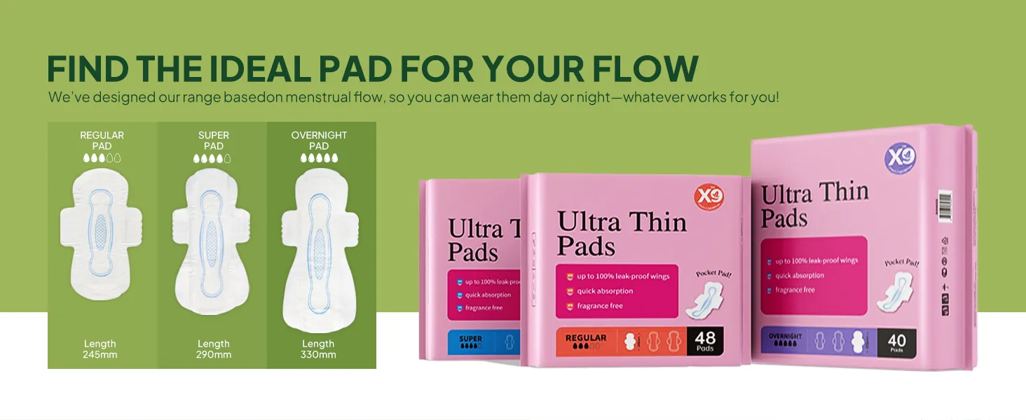 Slim ultra thin pad showing thin profile and wings