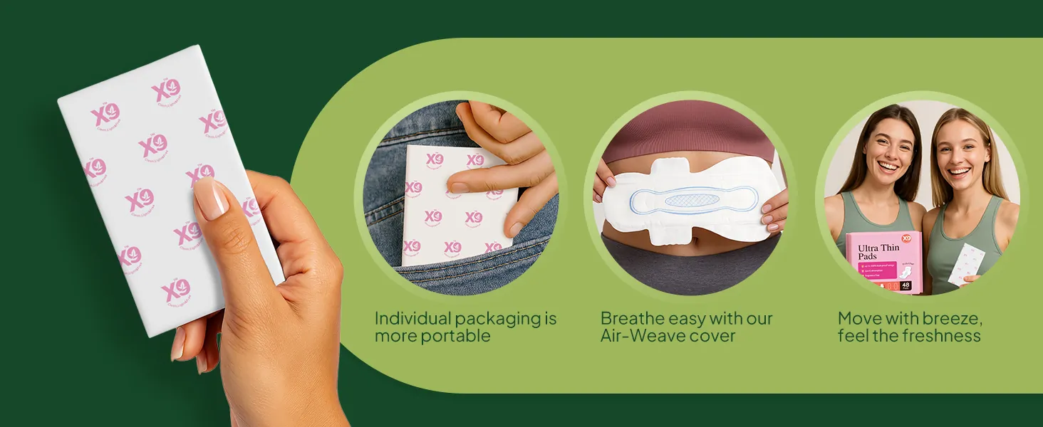 Woman wearing ultra thin pad for comfortable protection