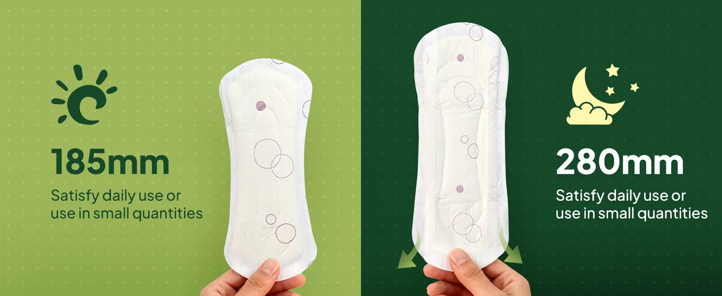 185mm and 280mm women’s incontinence pads for day and night