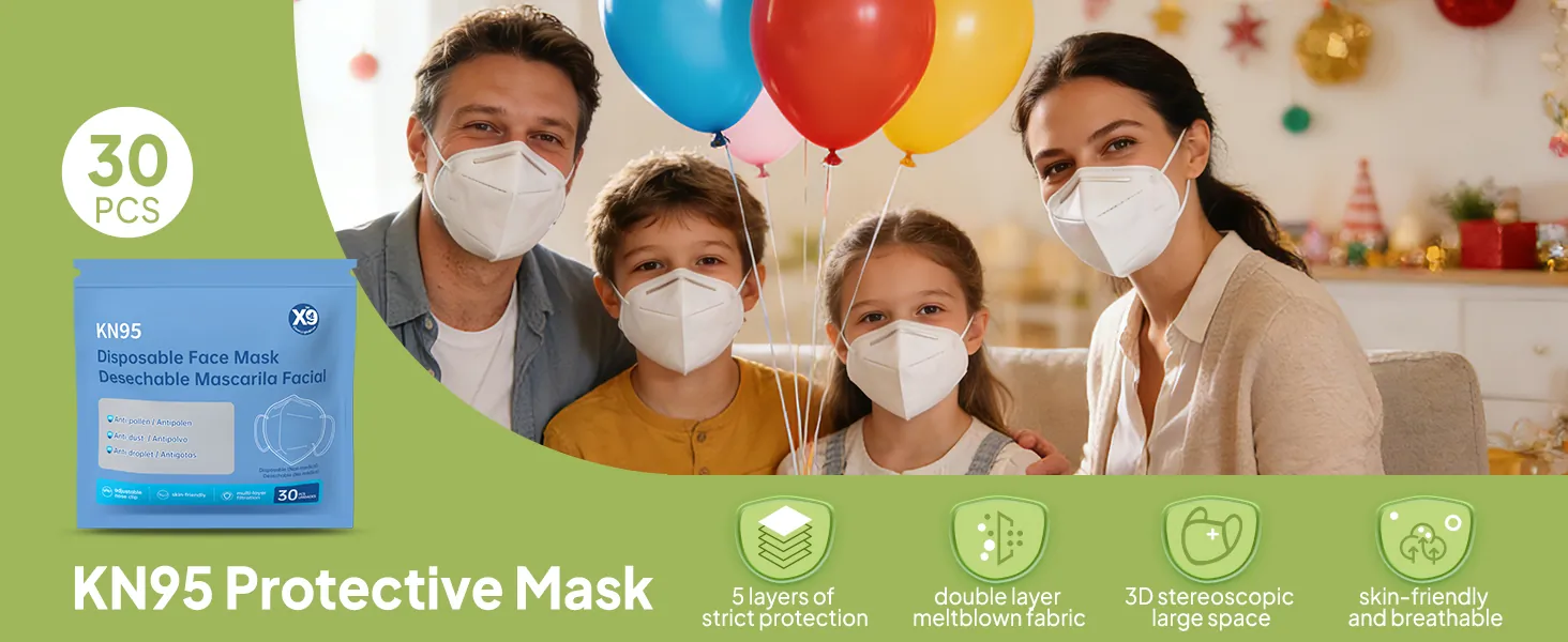 KN95 disposable face mask packaging