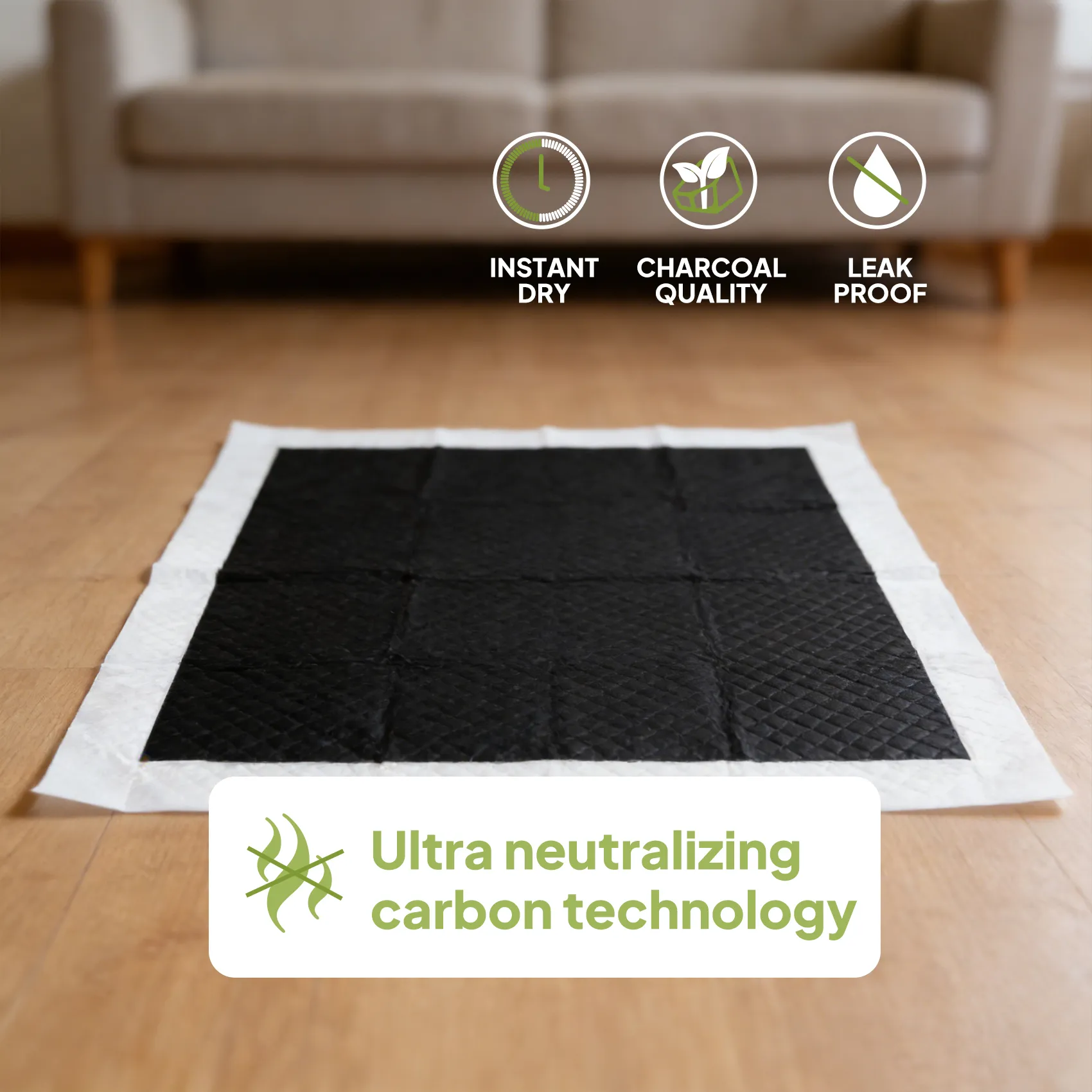 Activated charcoal underpads