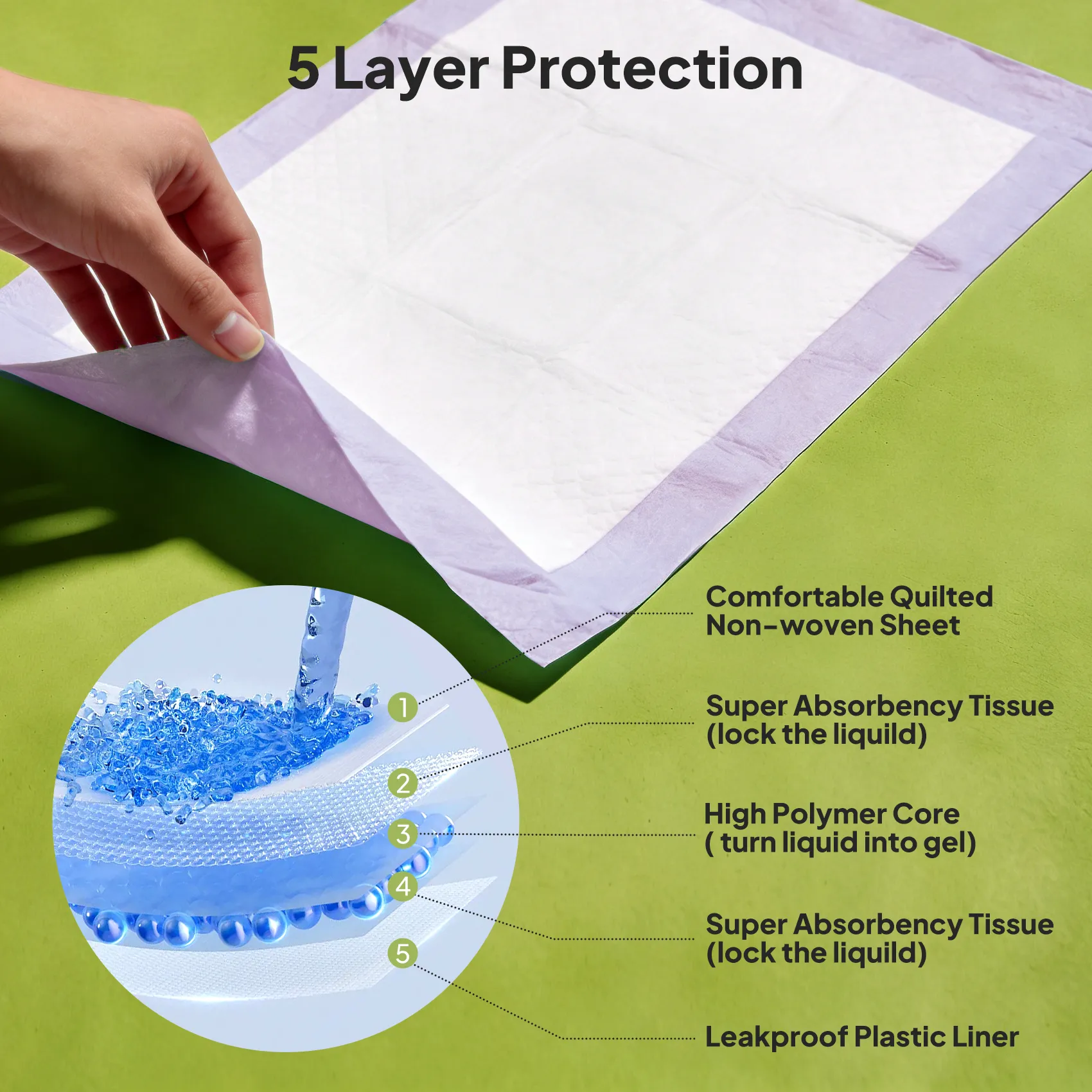 Lavender disposable underpads