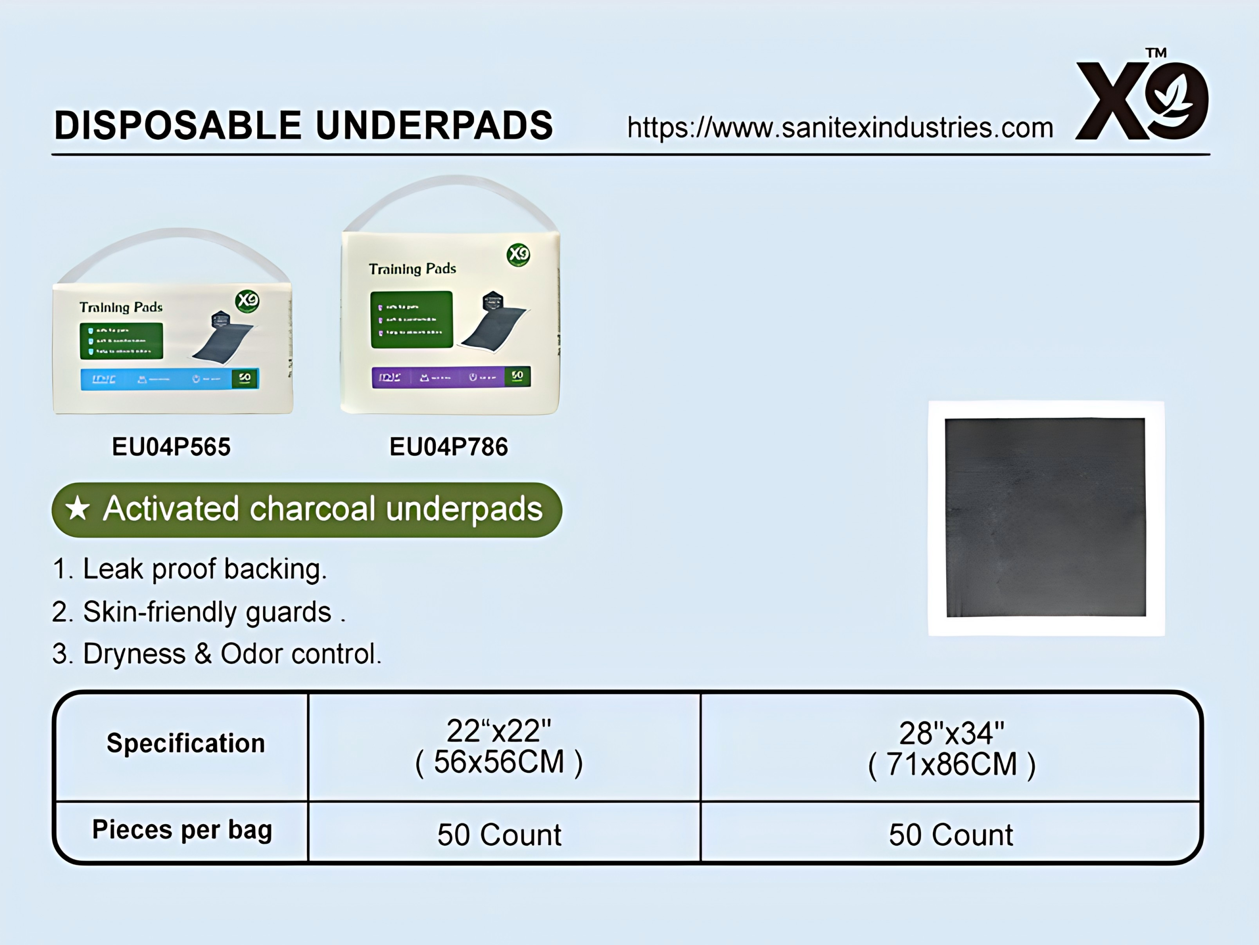 X9 Activated Charcoal Disposable Underpads