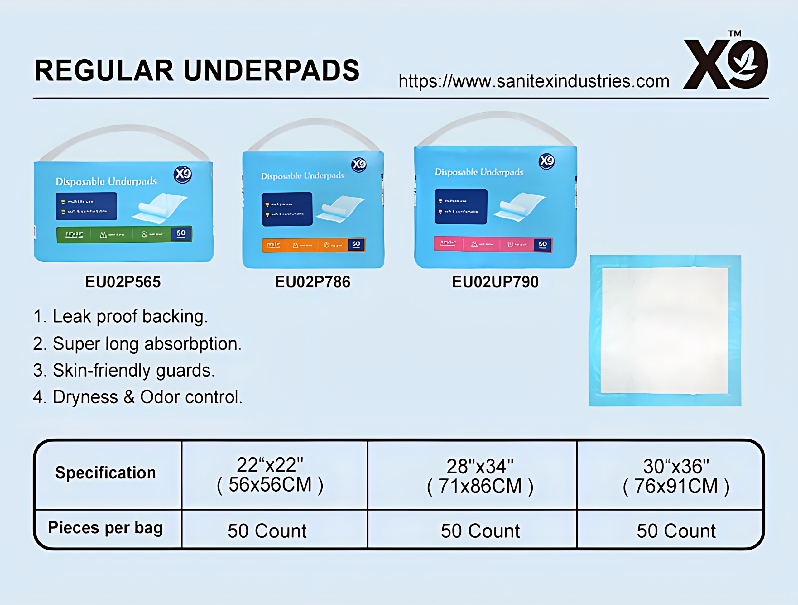 X9 Standard Disposable Incontinence Underpads