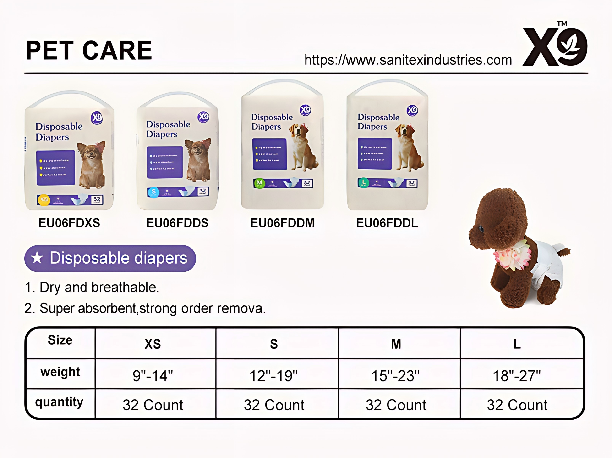X9 Disposable Dog Diapers